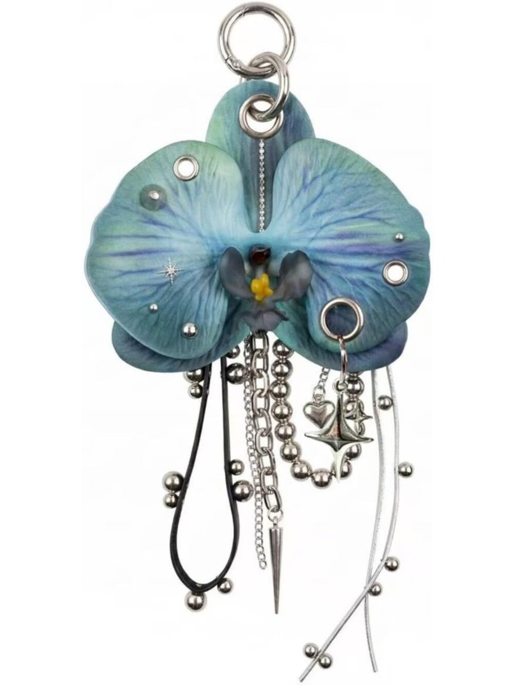 Punk Style Orchid Flower Bag Charms & Keychains for Unique Accessories